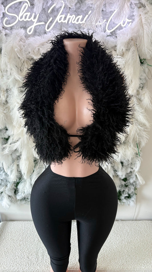 READY TO SHIP Miss Pretty Cropped Mongolian Fur Capri Set