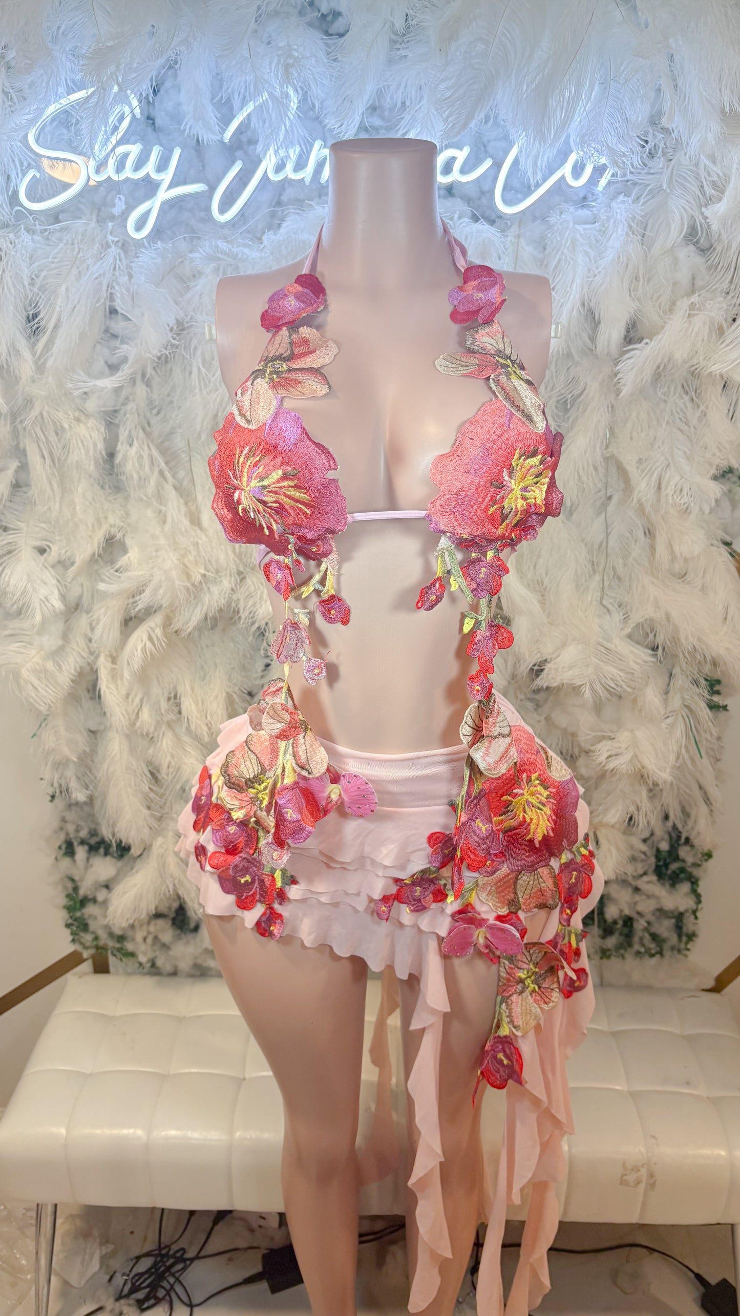 Hawaiian Mojito Sunrise Floral Skirt Set - Pink Combo