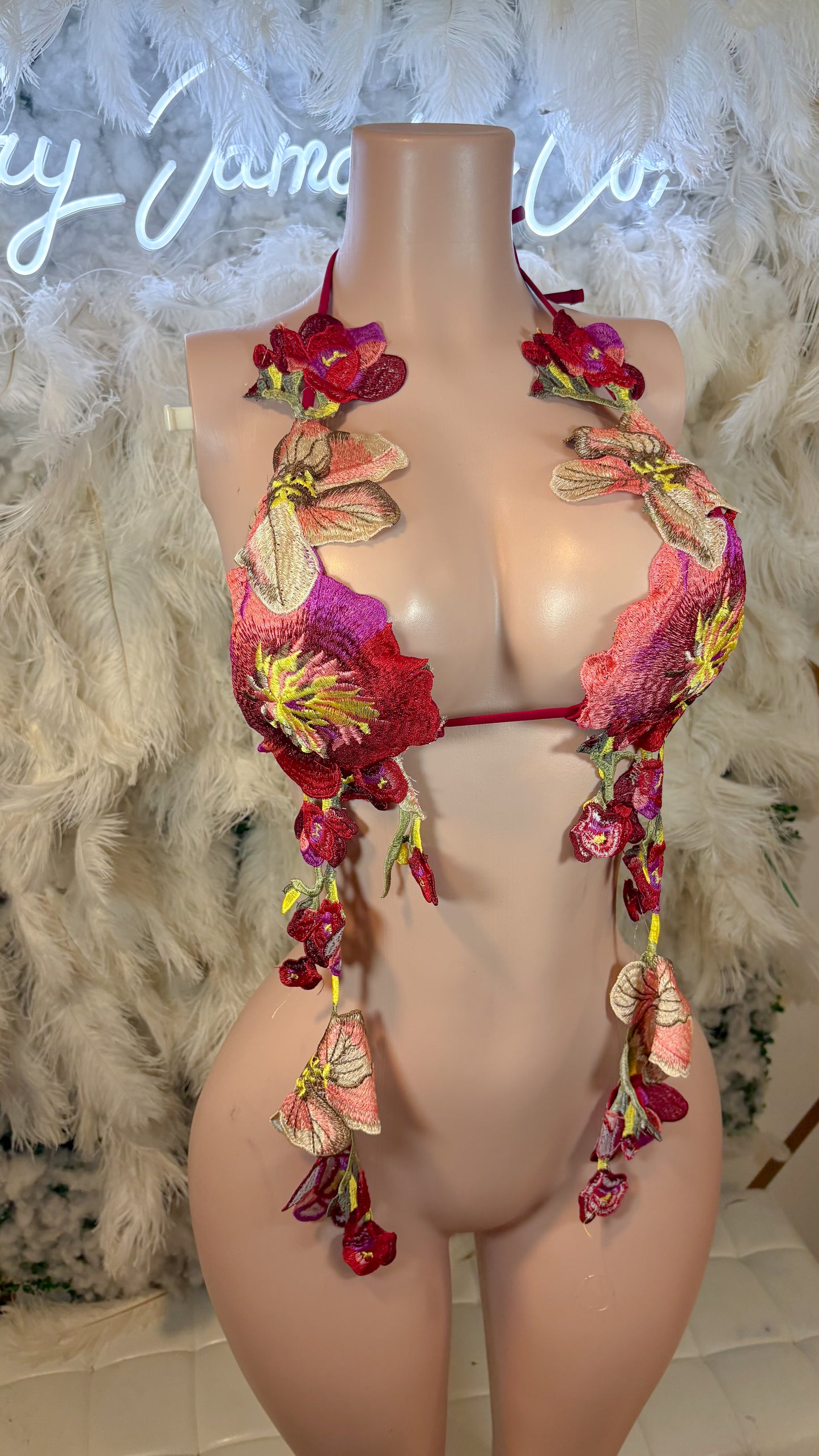 Hawaiian Mojito Sunrise Floral Top - burgundy  Combo