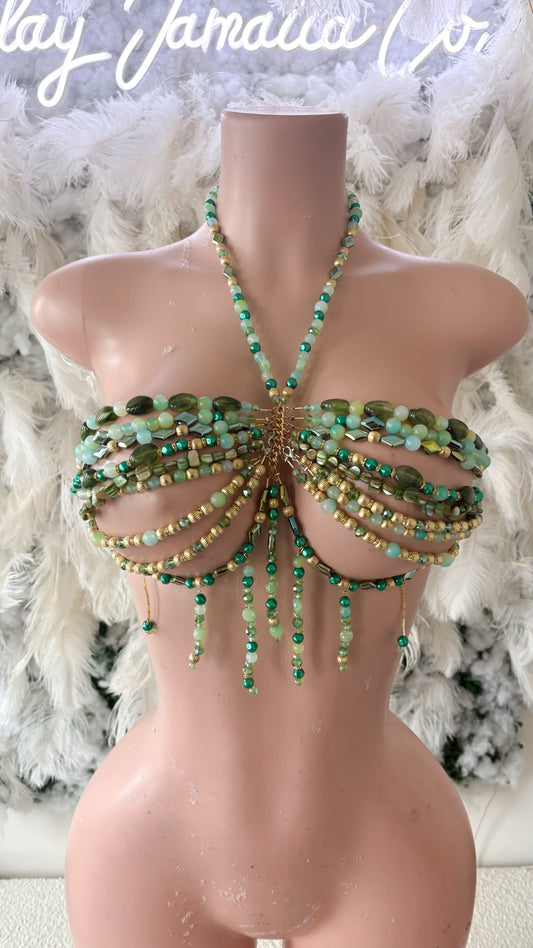 Summers in Capri Acrylic Beaded Top - Green