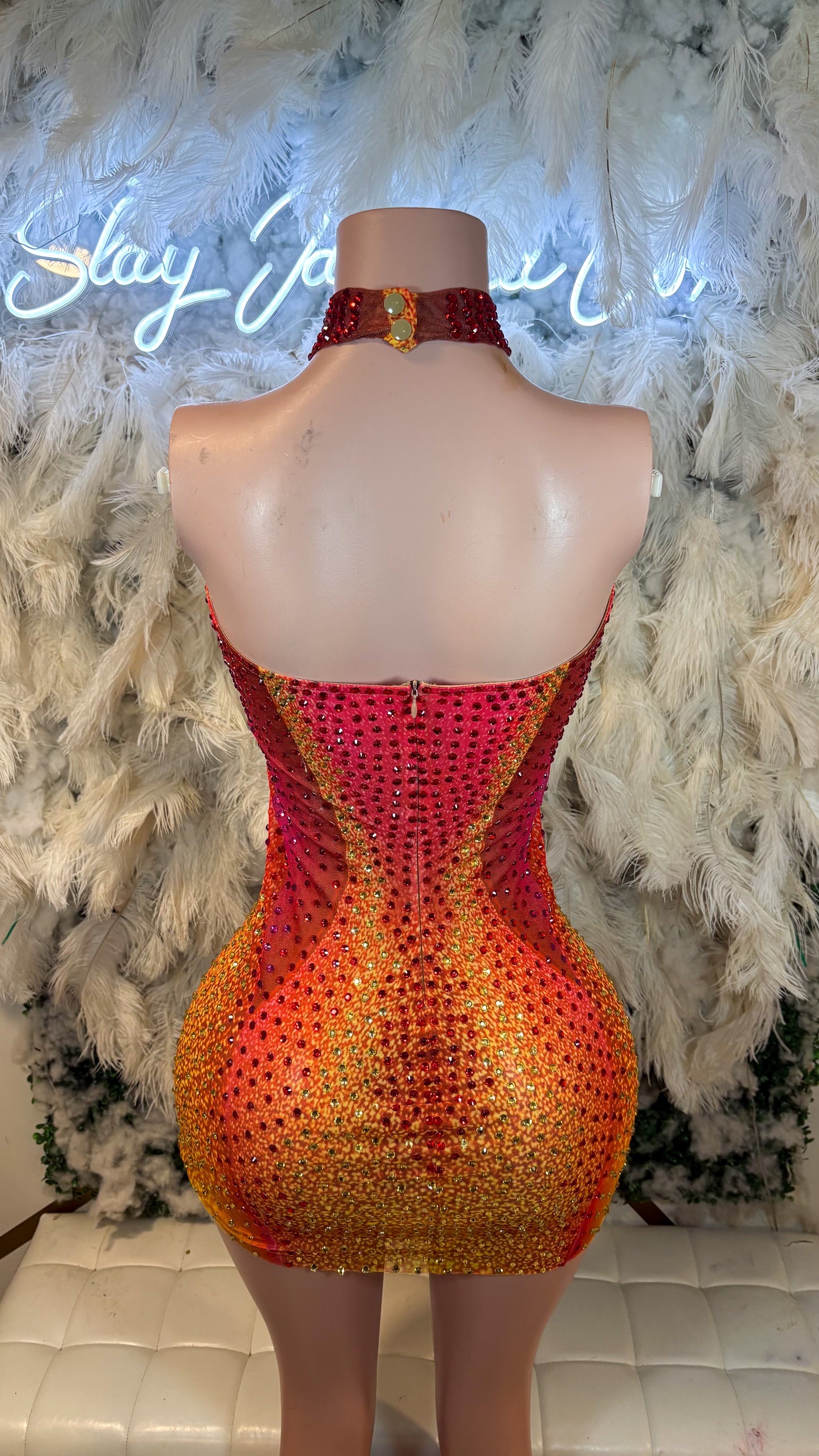 Aurora Mist Rhinestone Mini Dress