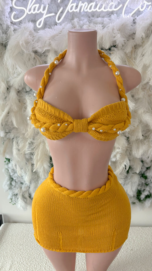 Cabo Dreams Knitted Pearl Skirt Set