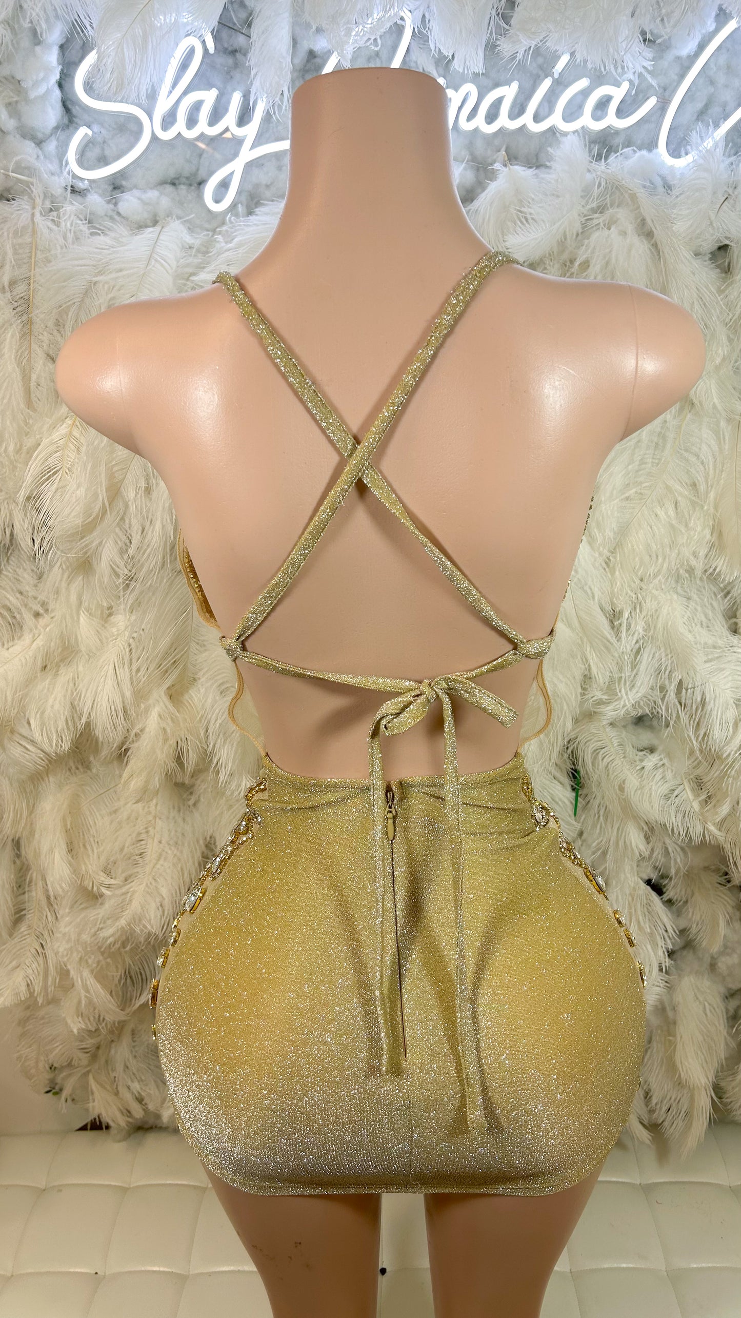 PREORDER ONLY Original DollHouse Fringe Rhinestone Luxe Mini Dress