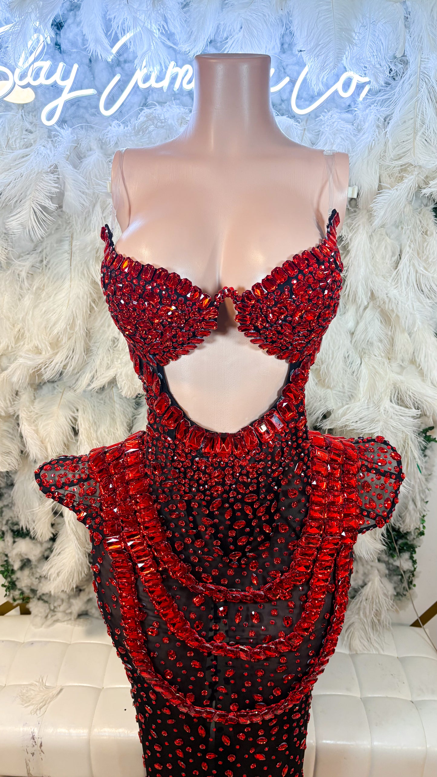 READY TO SHIP Diamonds Are Forever Luxe Rhinestone Maxi Dress - Red