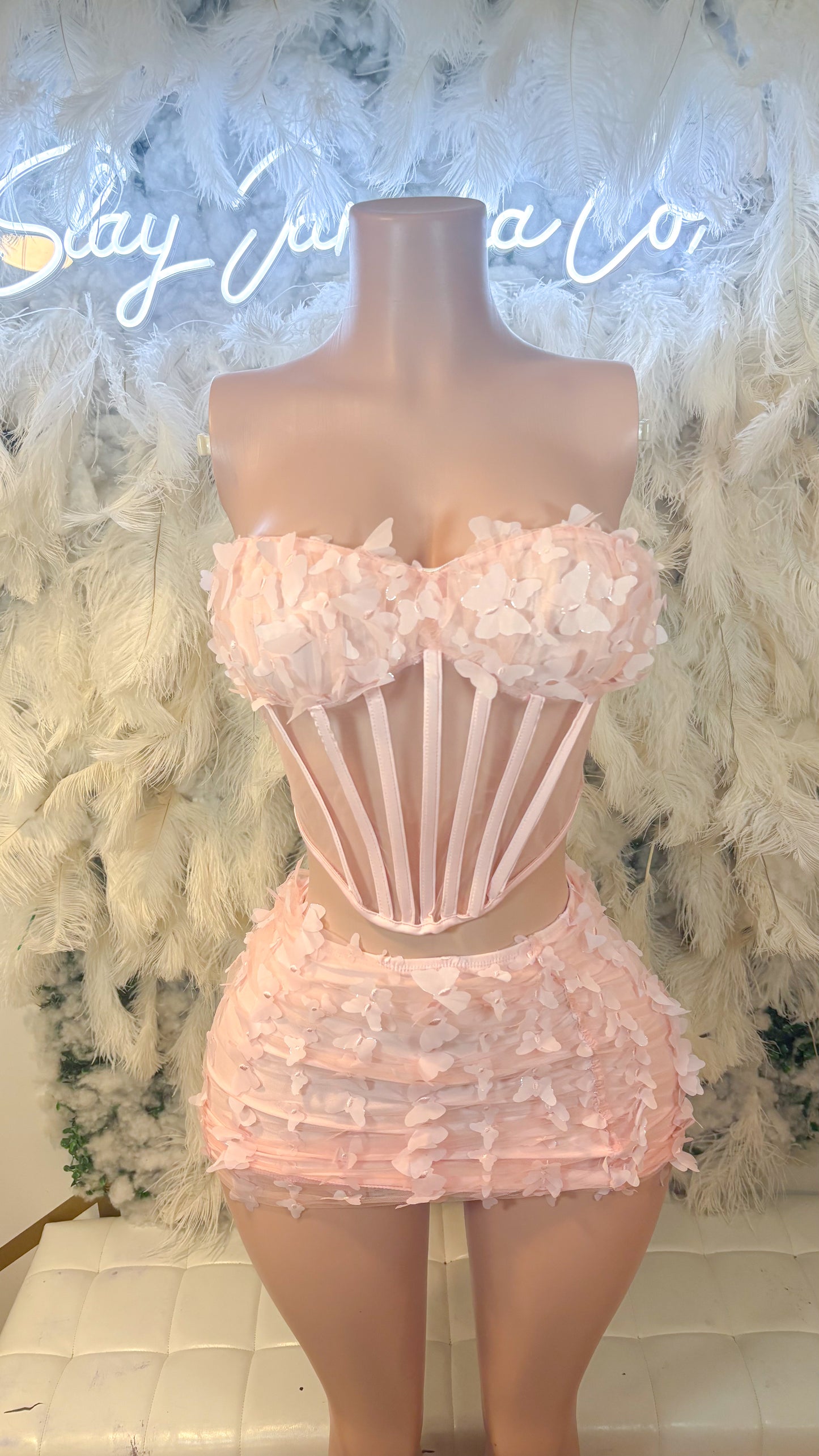 Butterfly Dreaming Corset Mini Skirt Set