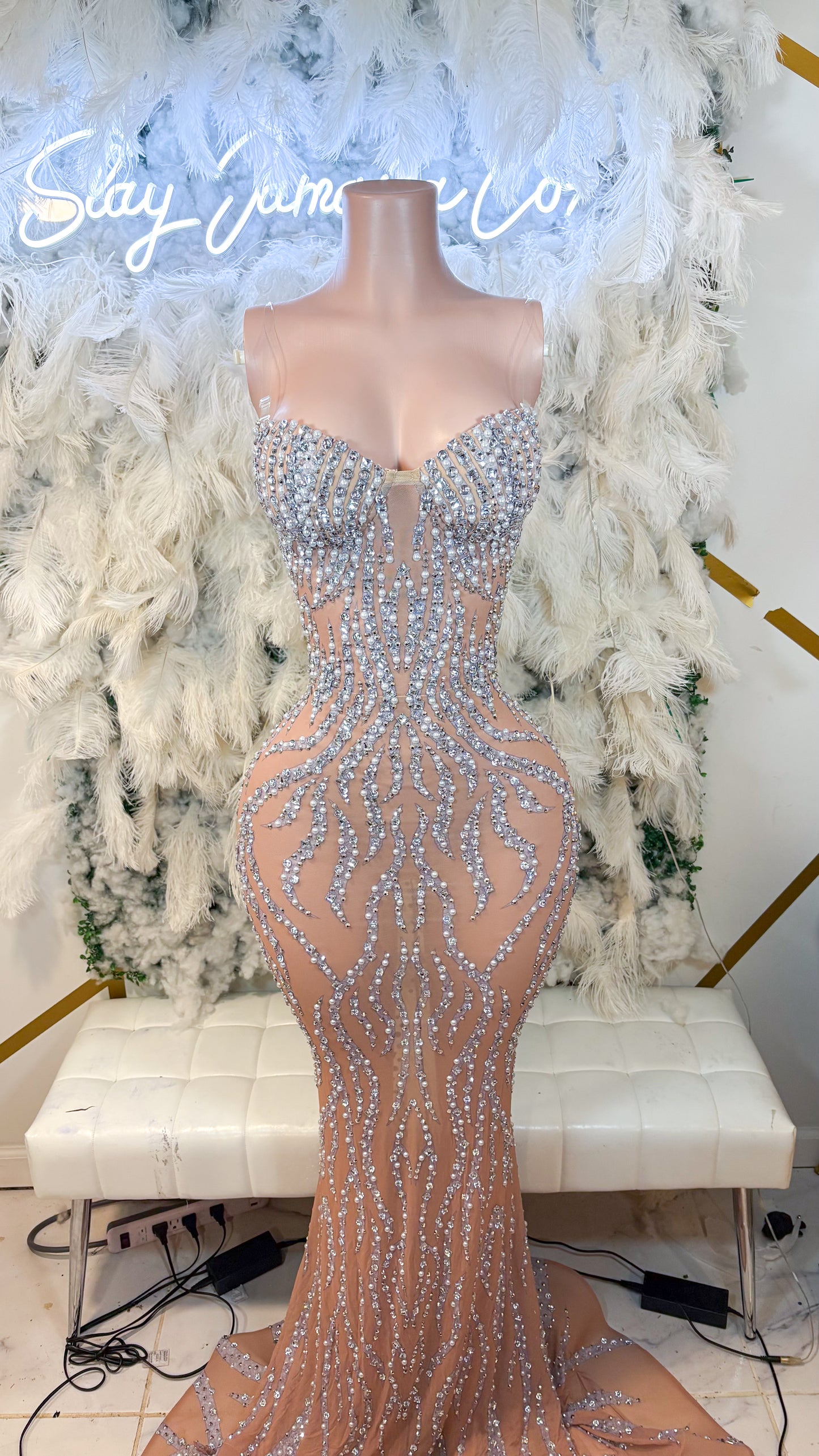 Nightlife Aura Rhinestone Maxi Dress