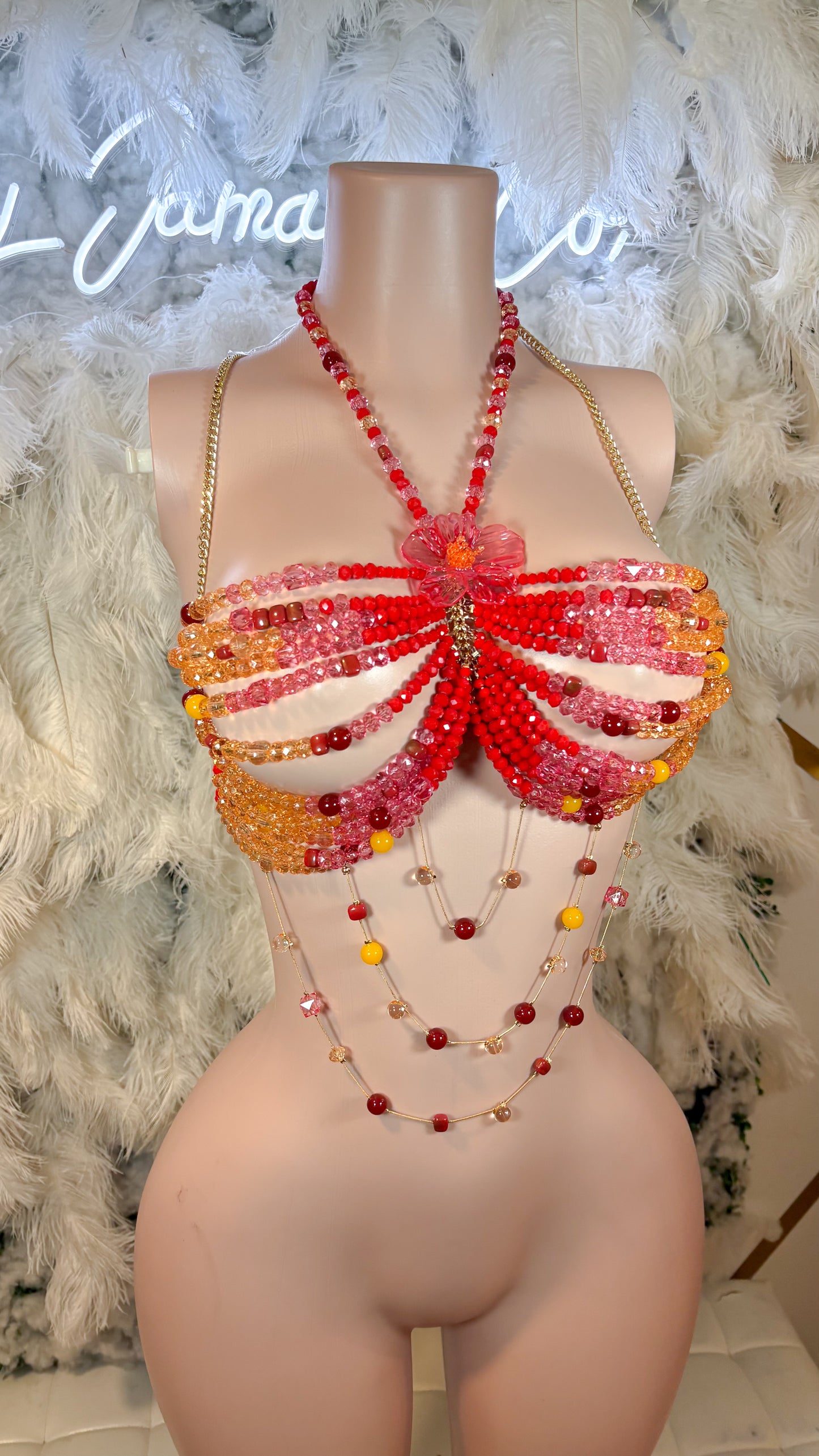 READY TO SHIP Miss.Tropics Hawaiian Floral Beaded Top