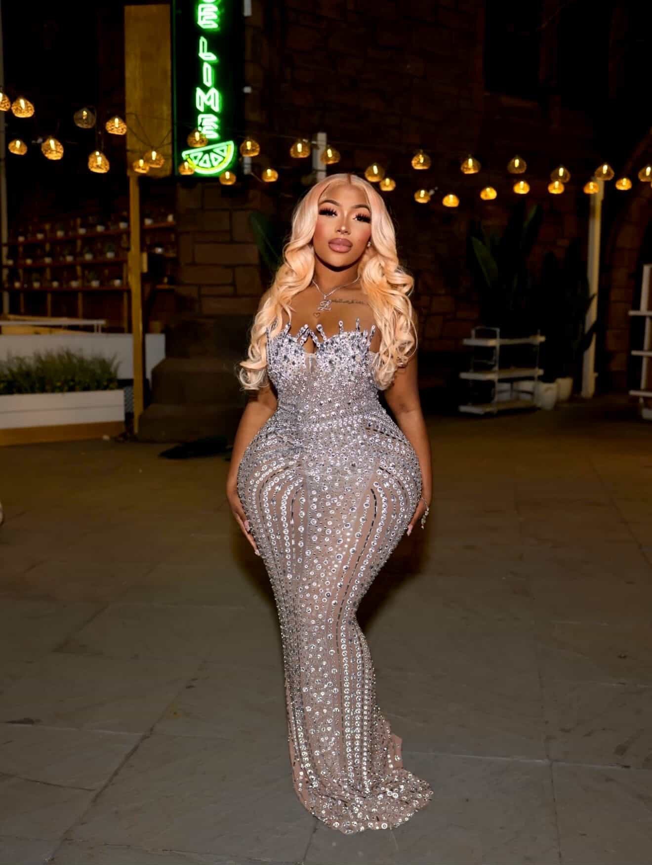 READY TO SHIP Stunner Forever Rhinestone Maxi Dress - Silver