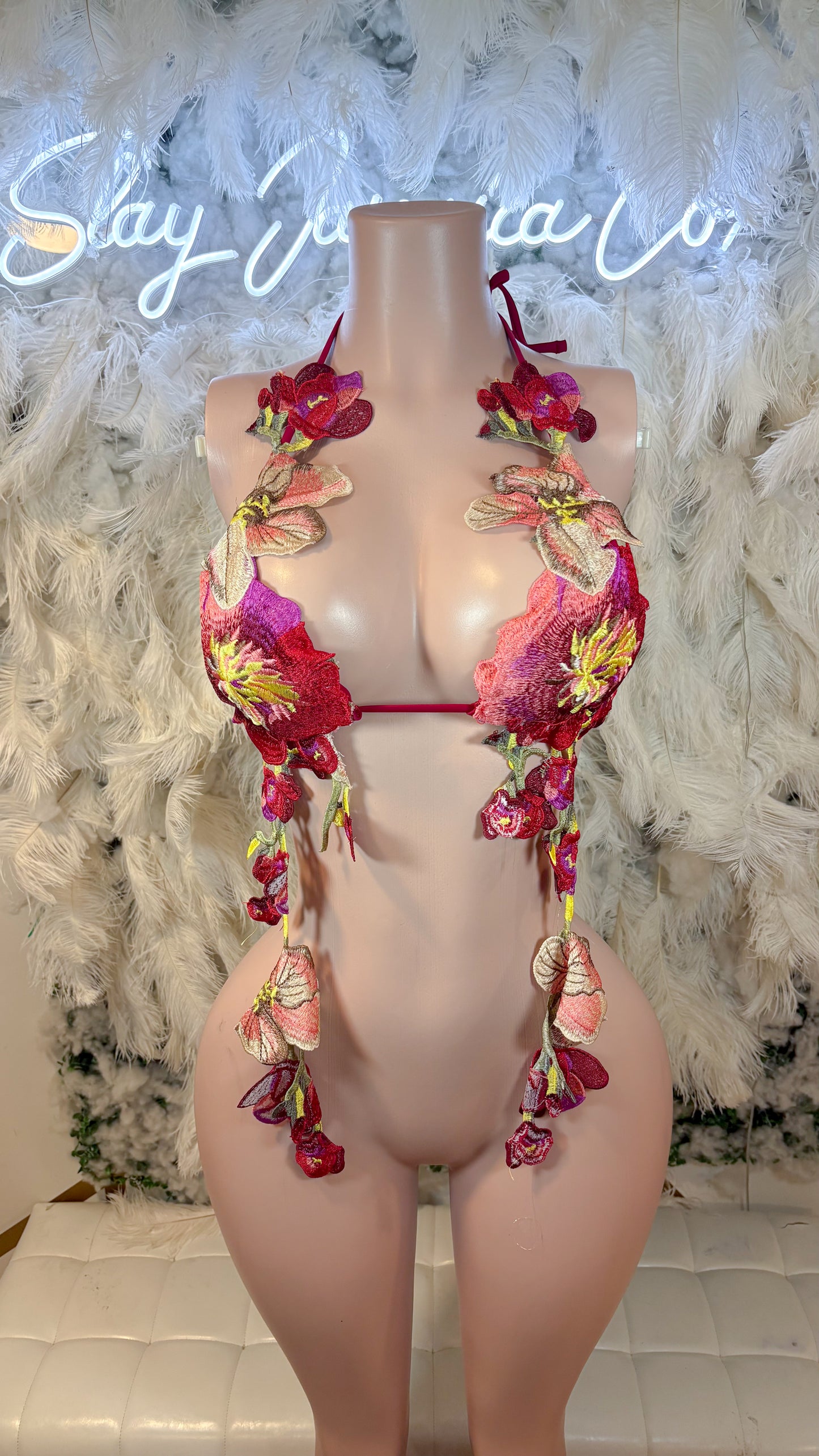 Hawaiian Mojito Sunrise Floral Top - burgundy  Combo