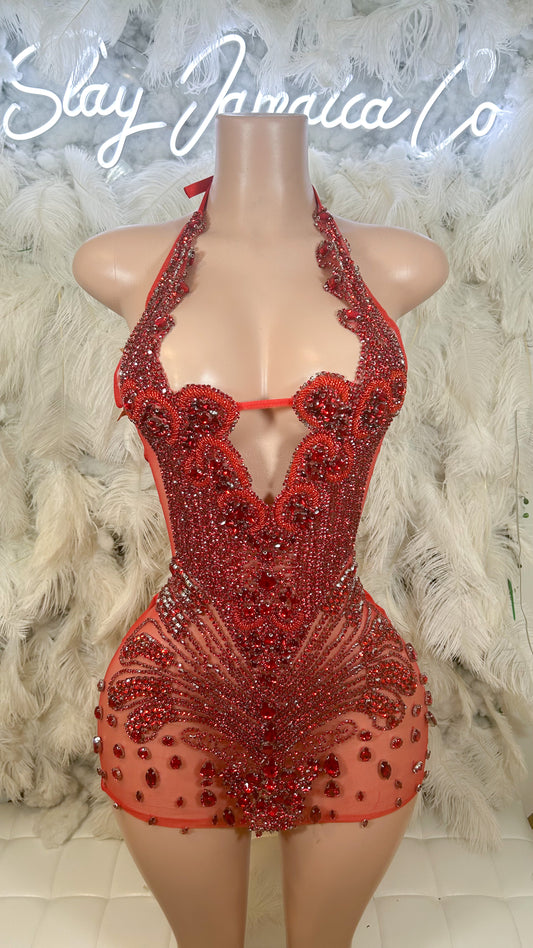 PREORDER ONLY Roses In The Garden Luxe Rhinestone Mini Dress