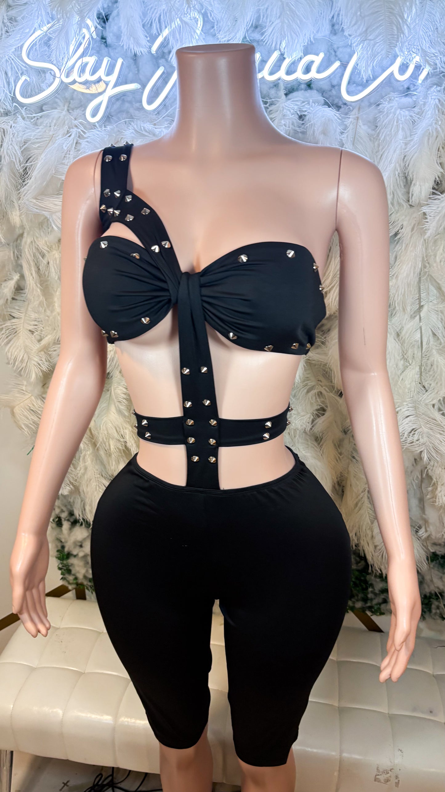 READY TO SHIP Like A Rockstar Romper Set - Black
