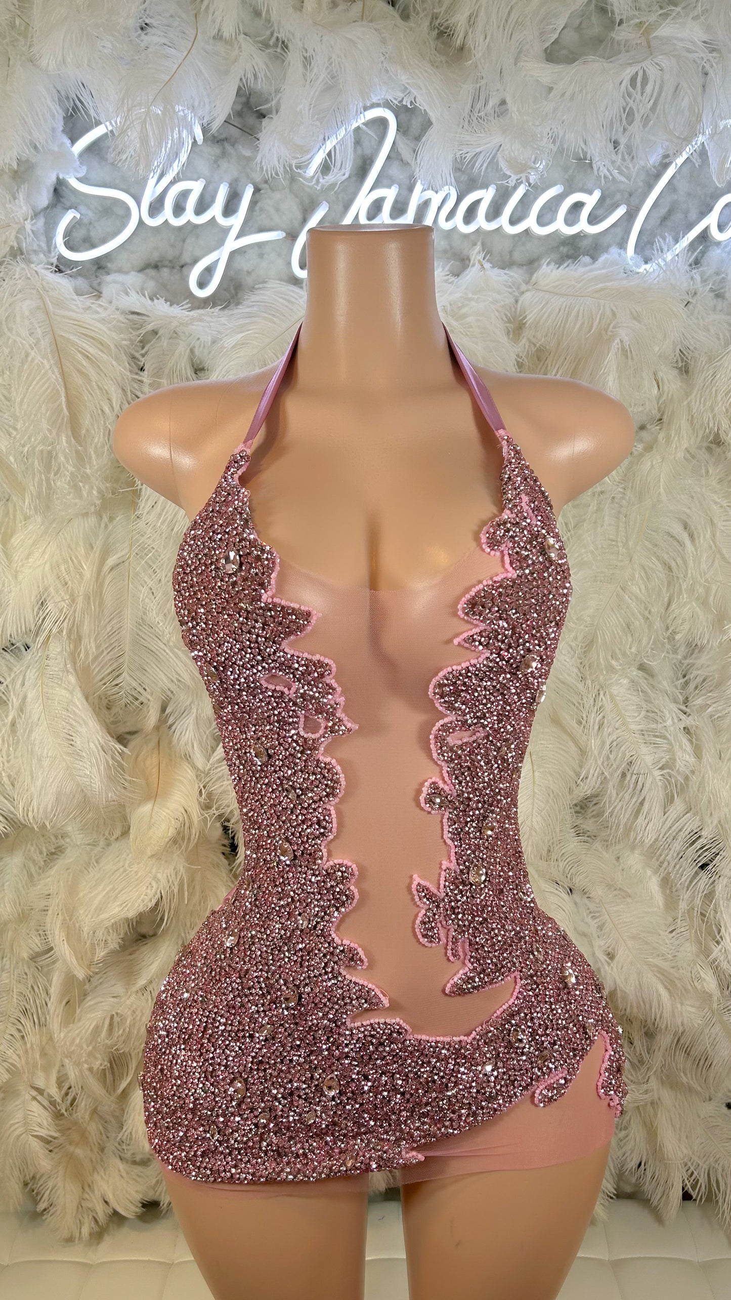 PREORDER ONLY Prettier In Pink Rhinestone Luxe Mini Dress