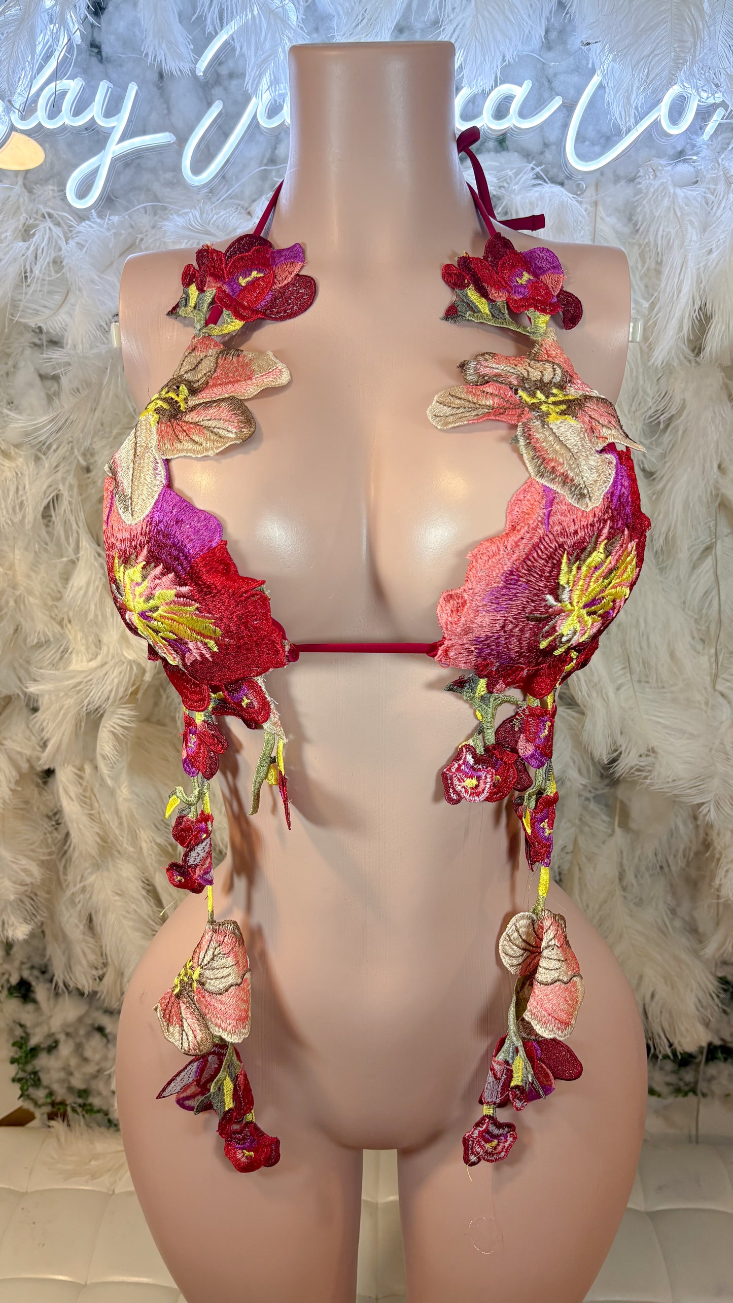 Hawaiian Mojito Sunrise Floral Top - burgundy  Combo