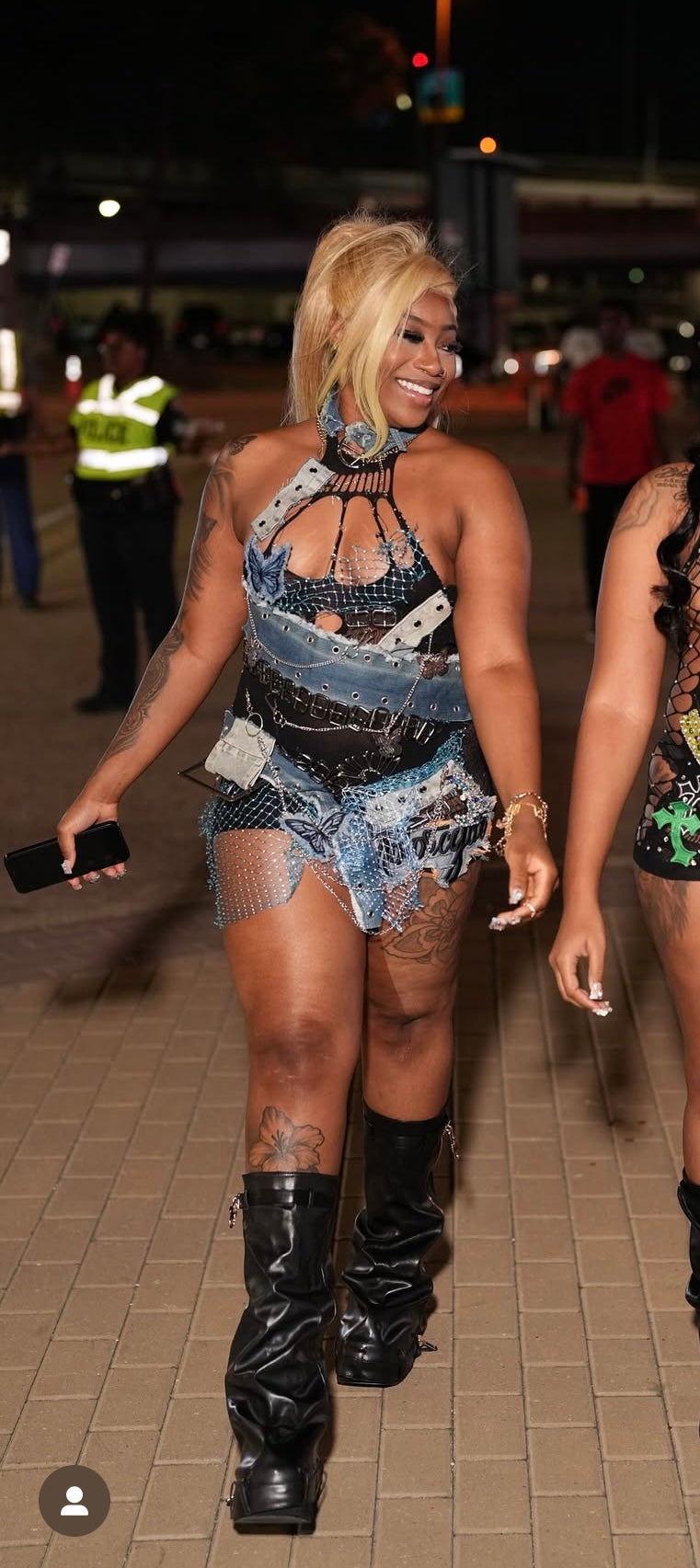 Denim Dolly Embellished Mesh Dress