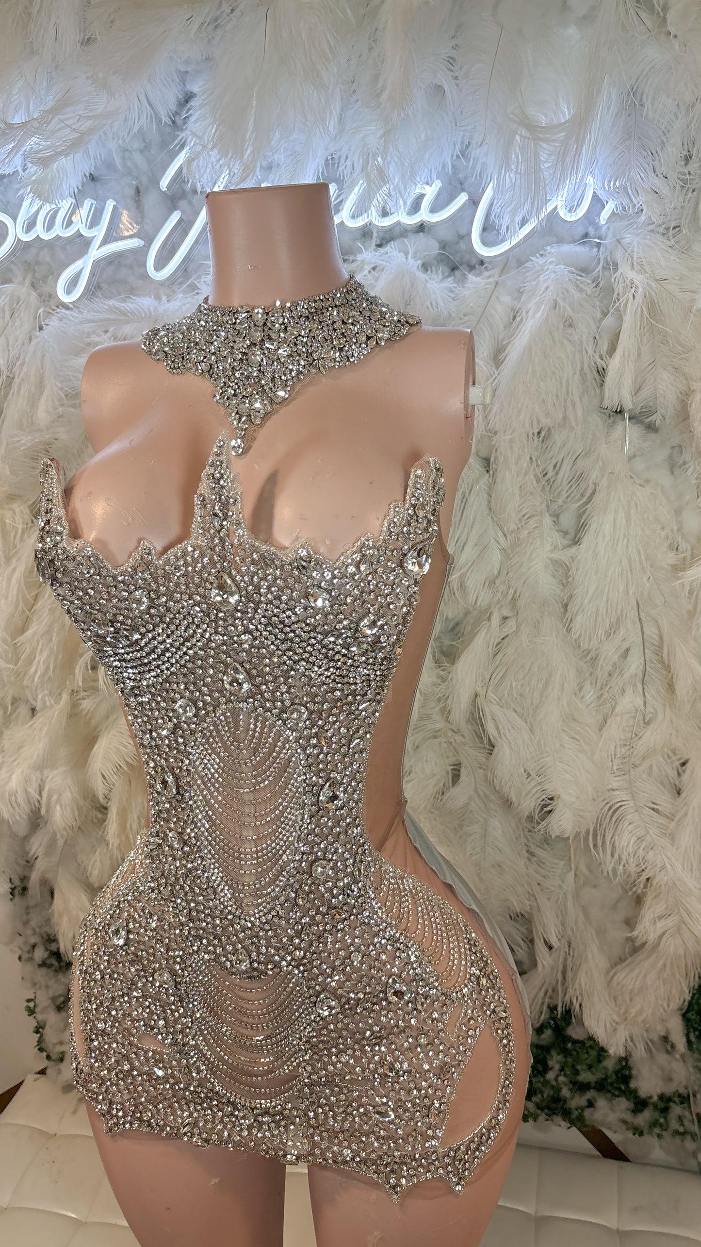 READY TO SHIP His Pretty Issue Luxe Rhinestone Mini Dress With Detachable Choker