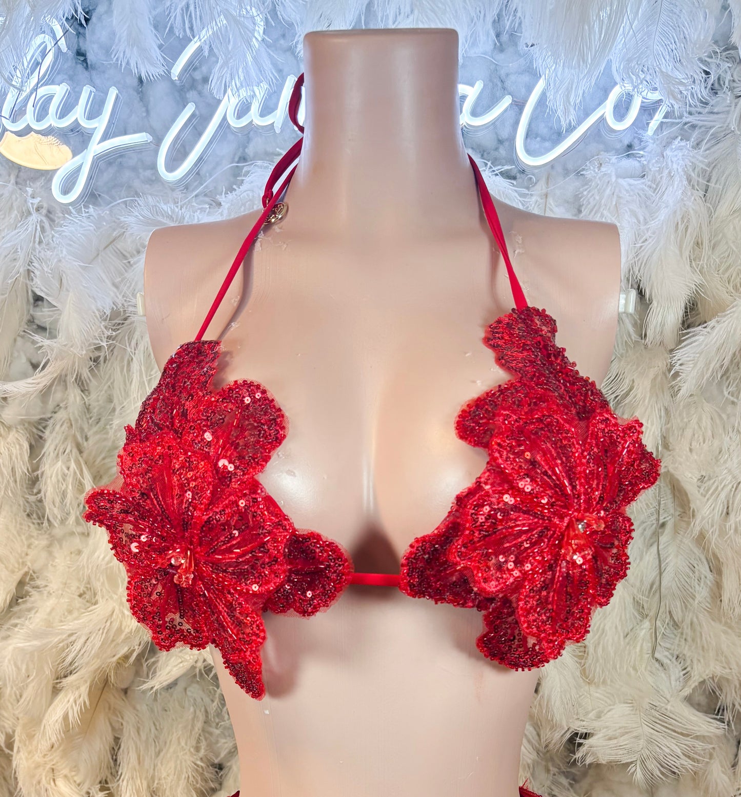 Seychelles Doll Floral Sequin Top ONLY - Red