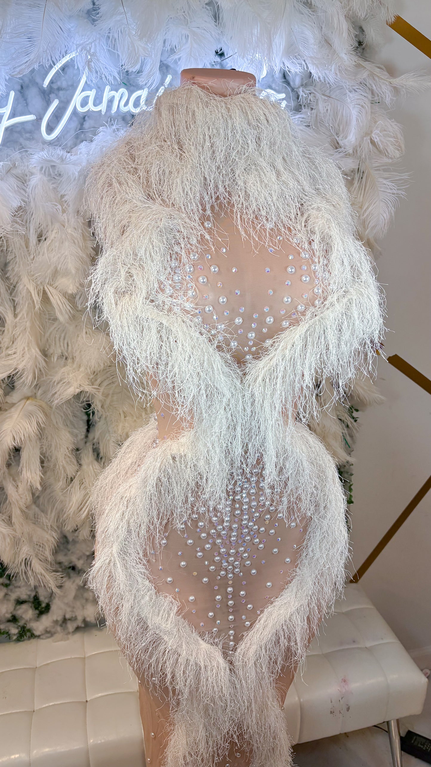 READY TO SHIP Life As A Baddie Fringe Rhinestone Maxi Dress