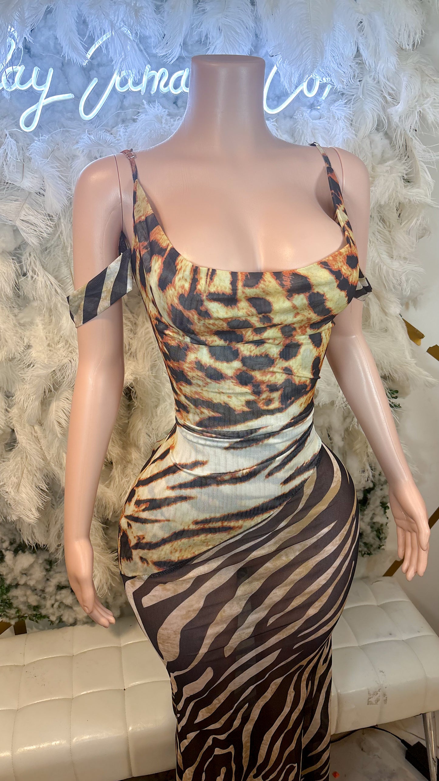 READY TO SHIP Baddie On The Move Leopard Mash Maxi