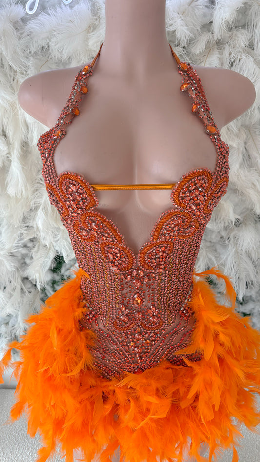 READY TO SHIP A Burst Of Fresh Air Feather Rhinestone Mini Dress
