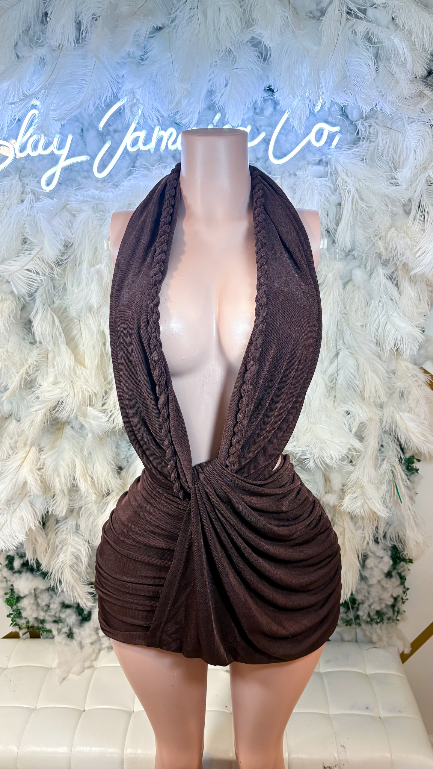 READY TO SHIP Cocoa Butter Kisses Rope Mini Dress