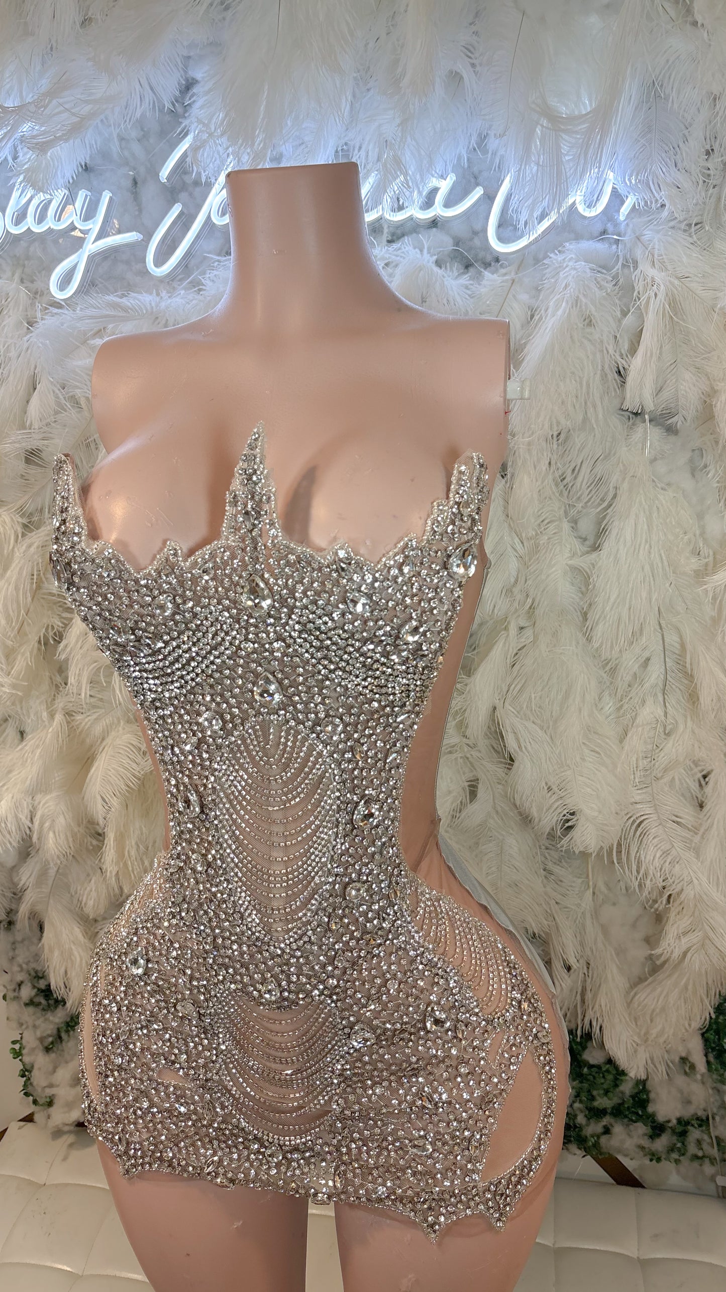 READY TO SHIP His Pretty Issue Luxe Rhinestone Mini Dress With Detachable Choker