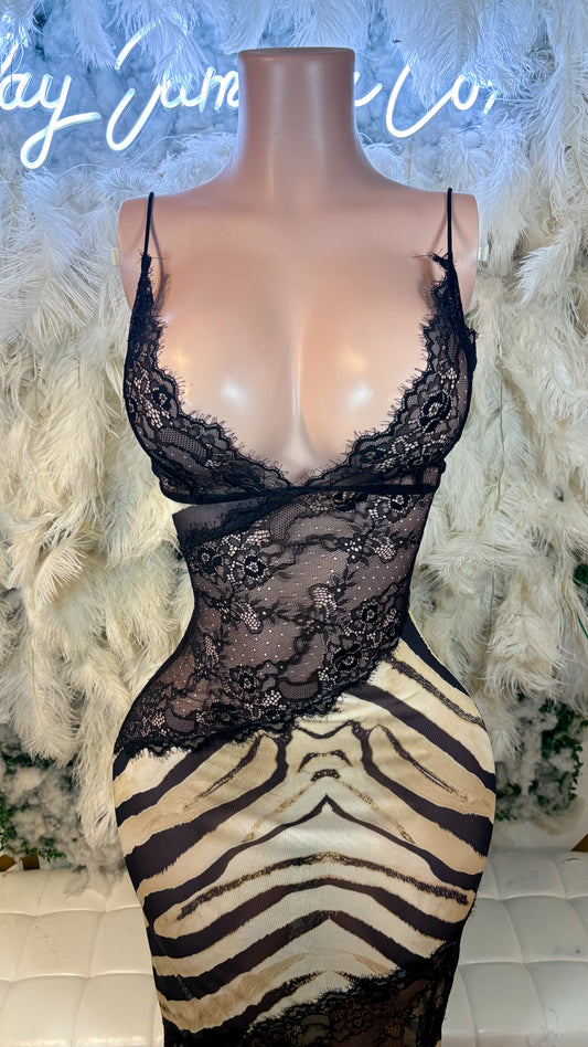 READY TO SHIP Lace Desires Slip Maxi Dress - Leopard