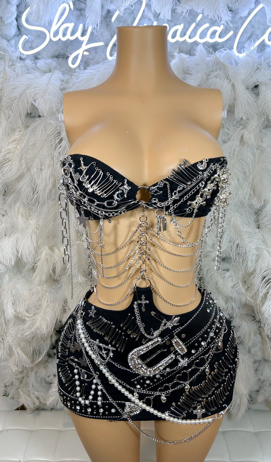 Bad Gyal A My TypeEmbellished Chain Mini Dress