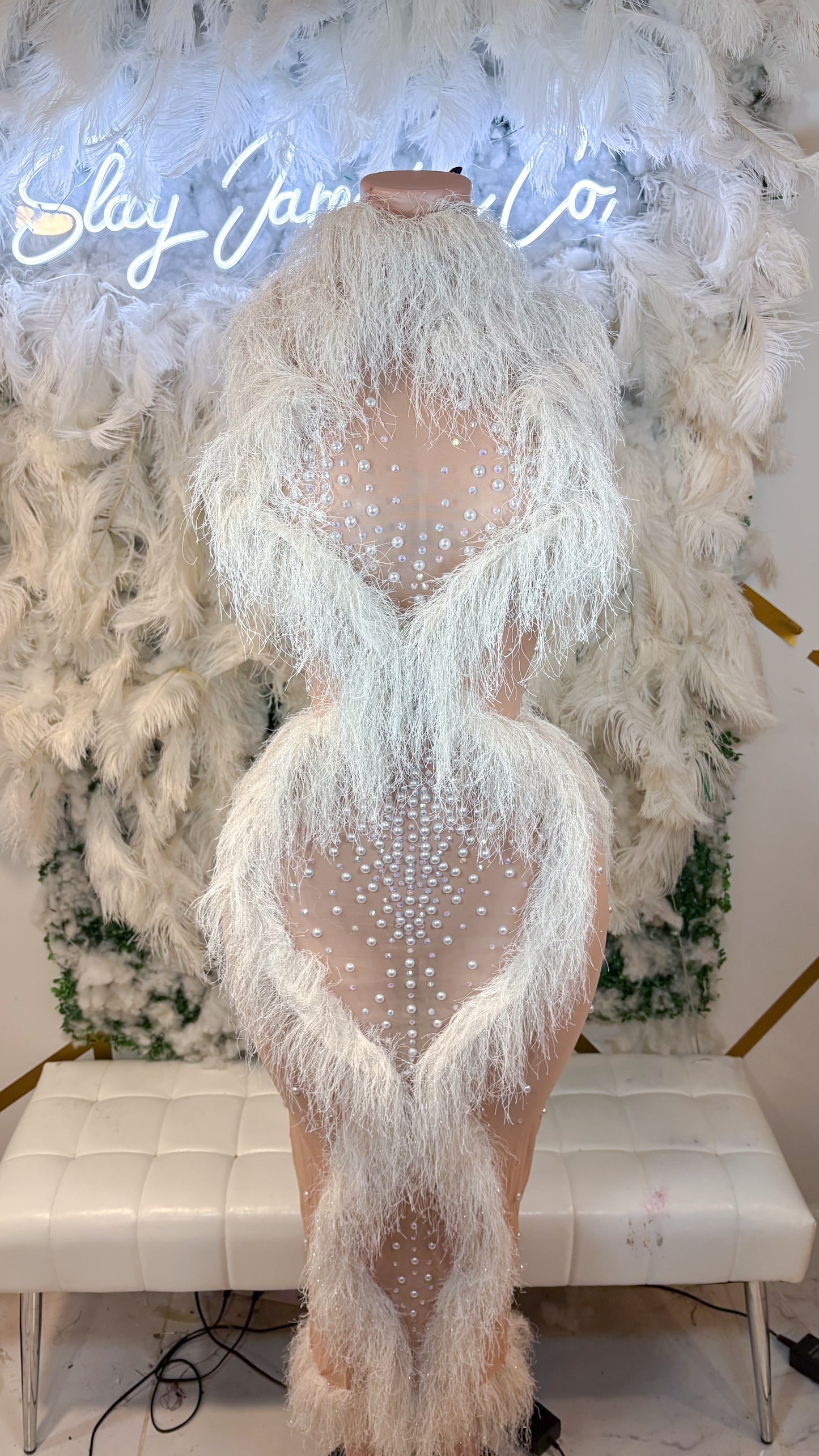 READY TO SHIP Life As A Baddie Fringe Rhinestone Maxi Dress