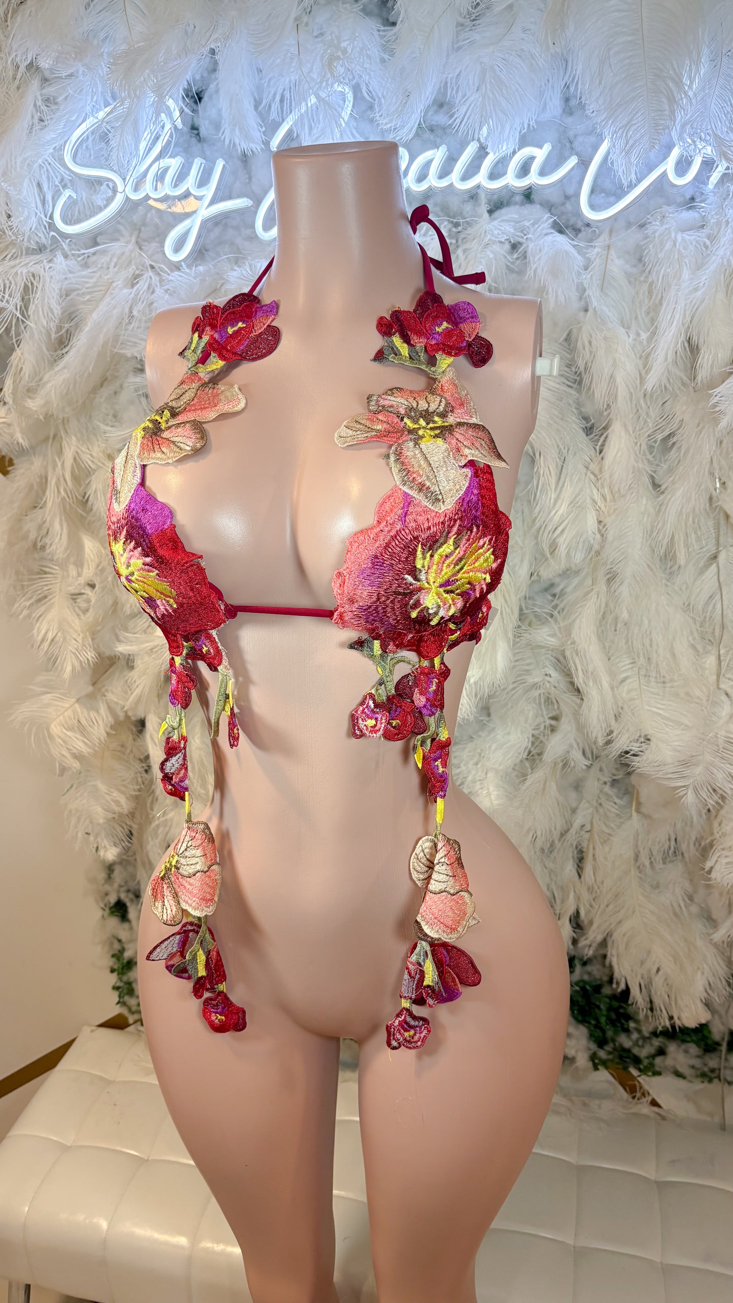 Hawaiian Mojito Sunrise Floral Top - burgundy  Combo
