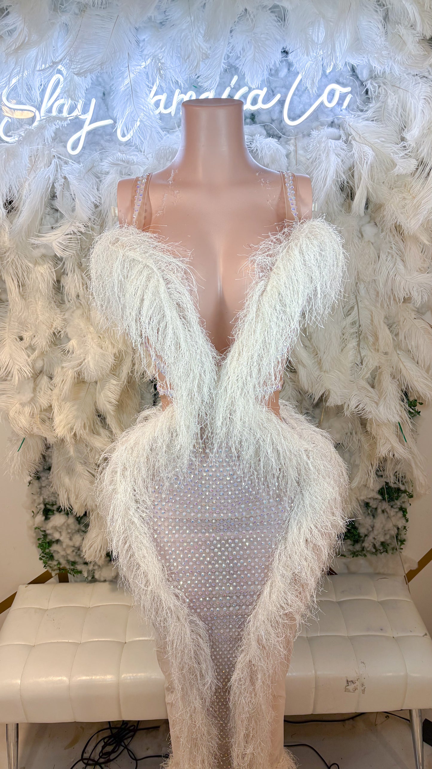 READY TO SHIP The Life Of A Showgirl Fringe Rhinestone Maxi Dress