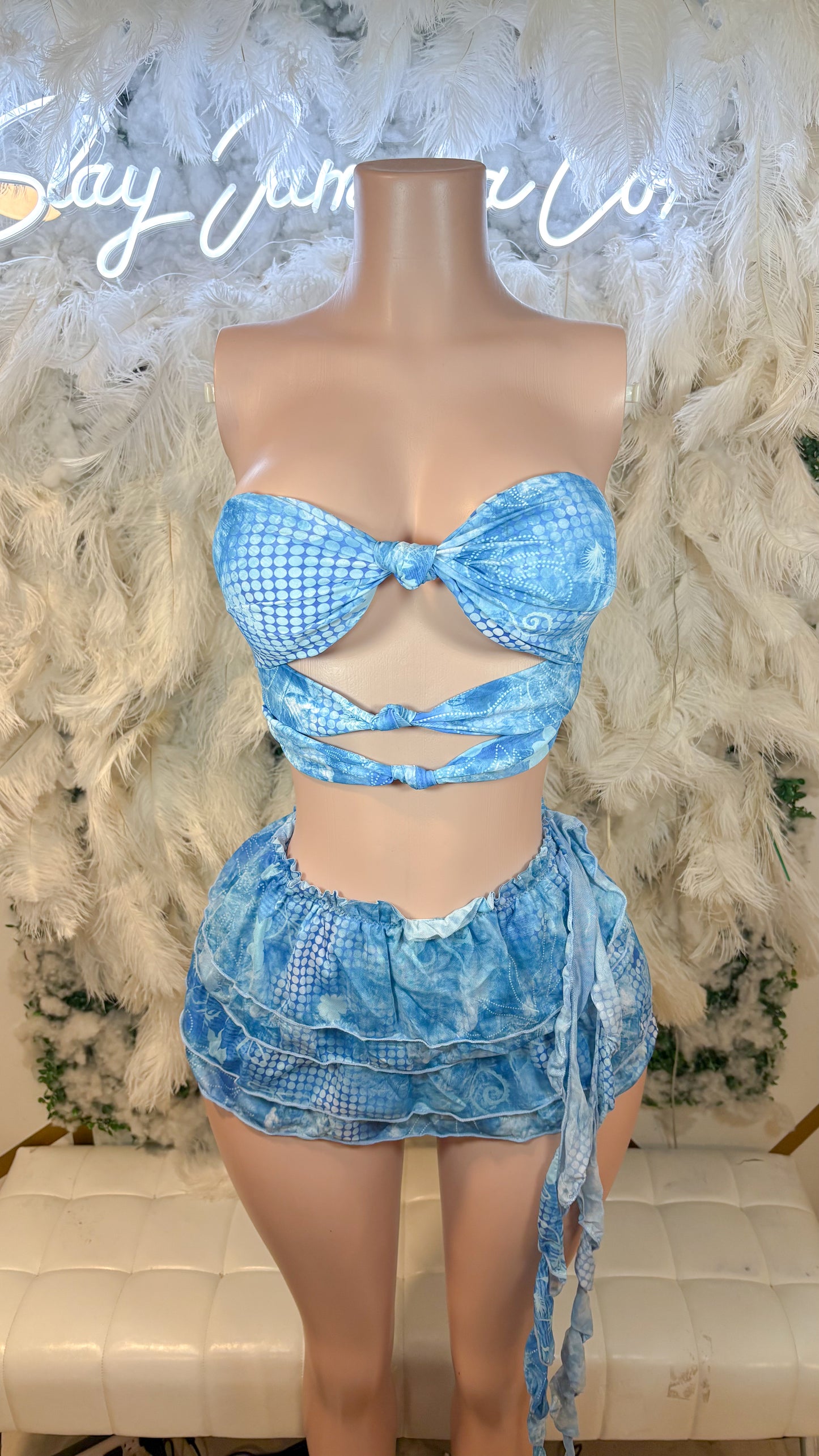 READY TO SHIP Ocean Eyes Skirt Set - Blue
