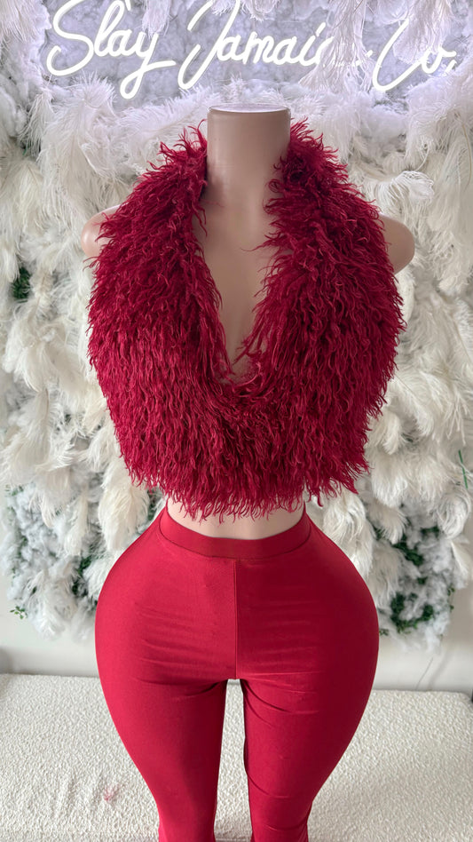 I Stay Hot Mongolian Fur Pants Two Piece Set