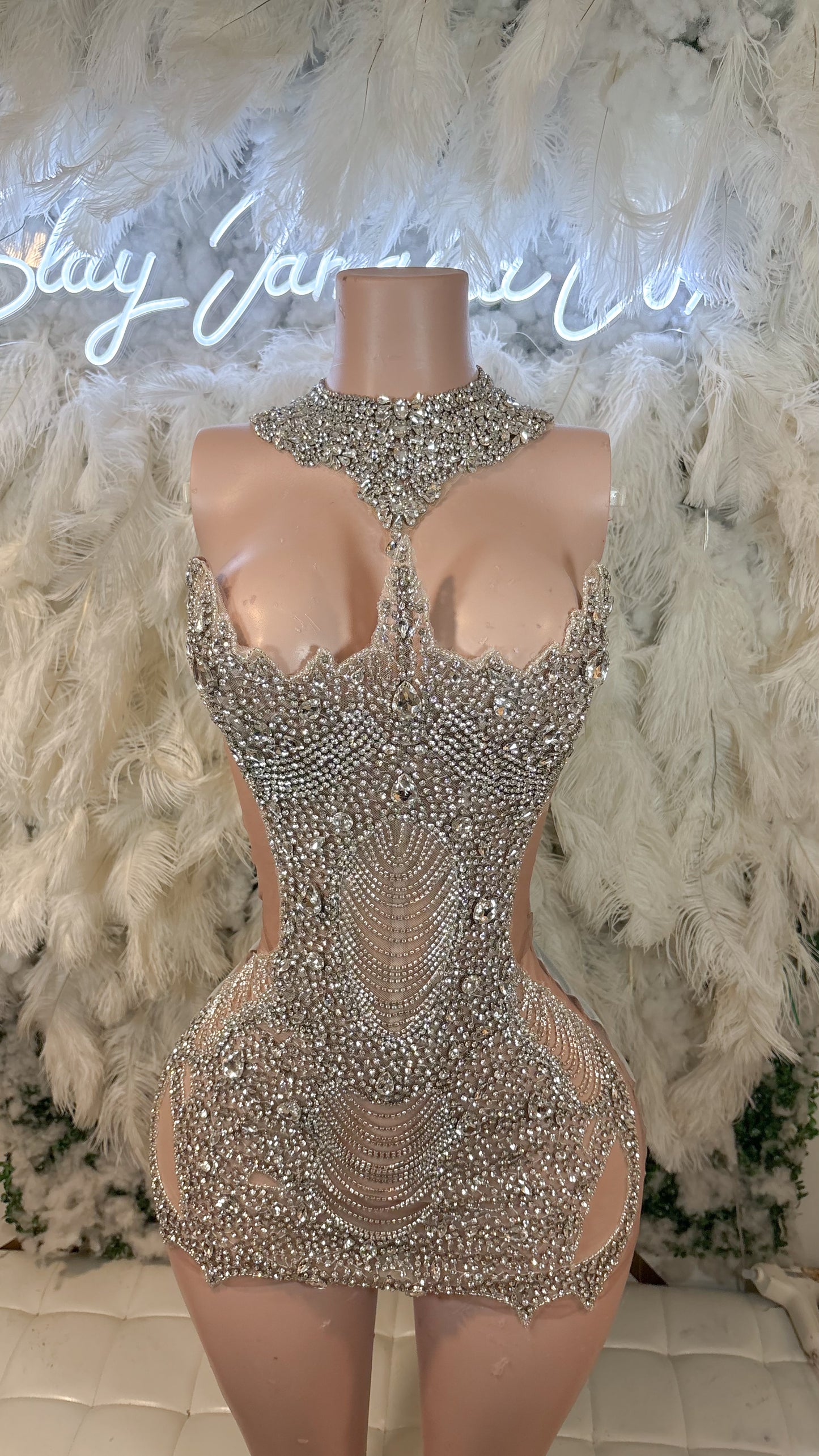READY TO SHIP His Pretty Issue Luxe Rhinestone Mini Dress With Detachable Choker