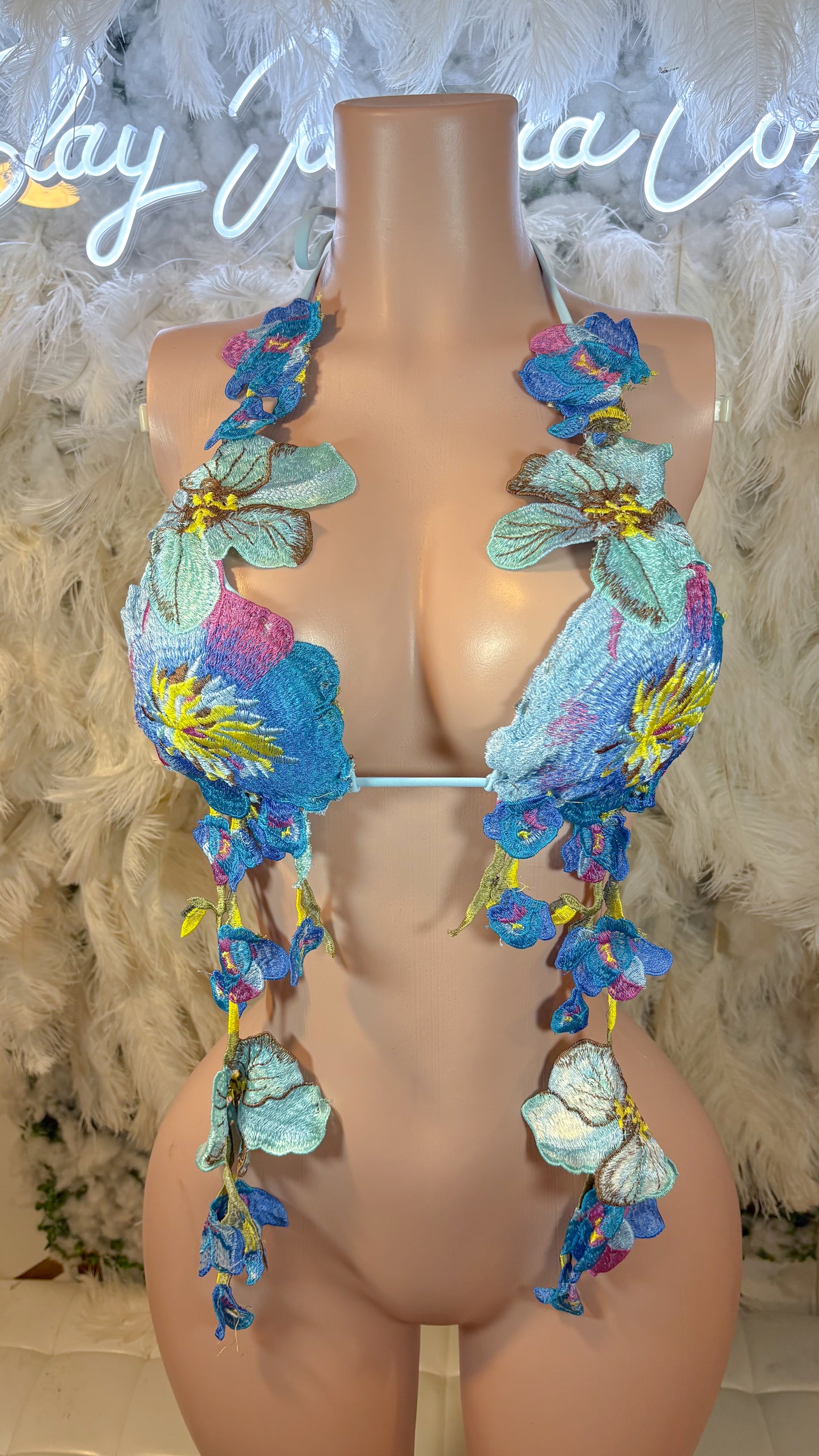 Hawaiian Mojito Sunrise Floral Top - Baby Blue Mix