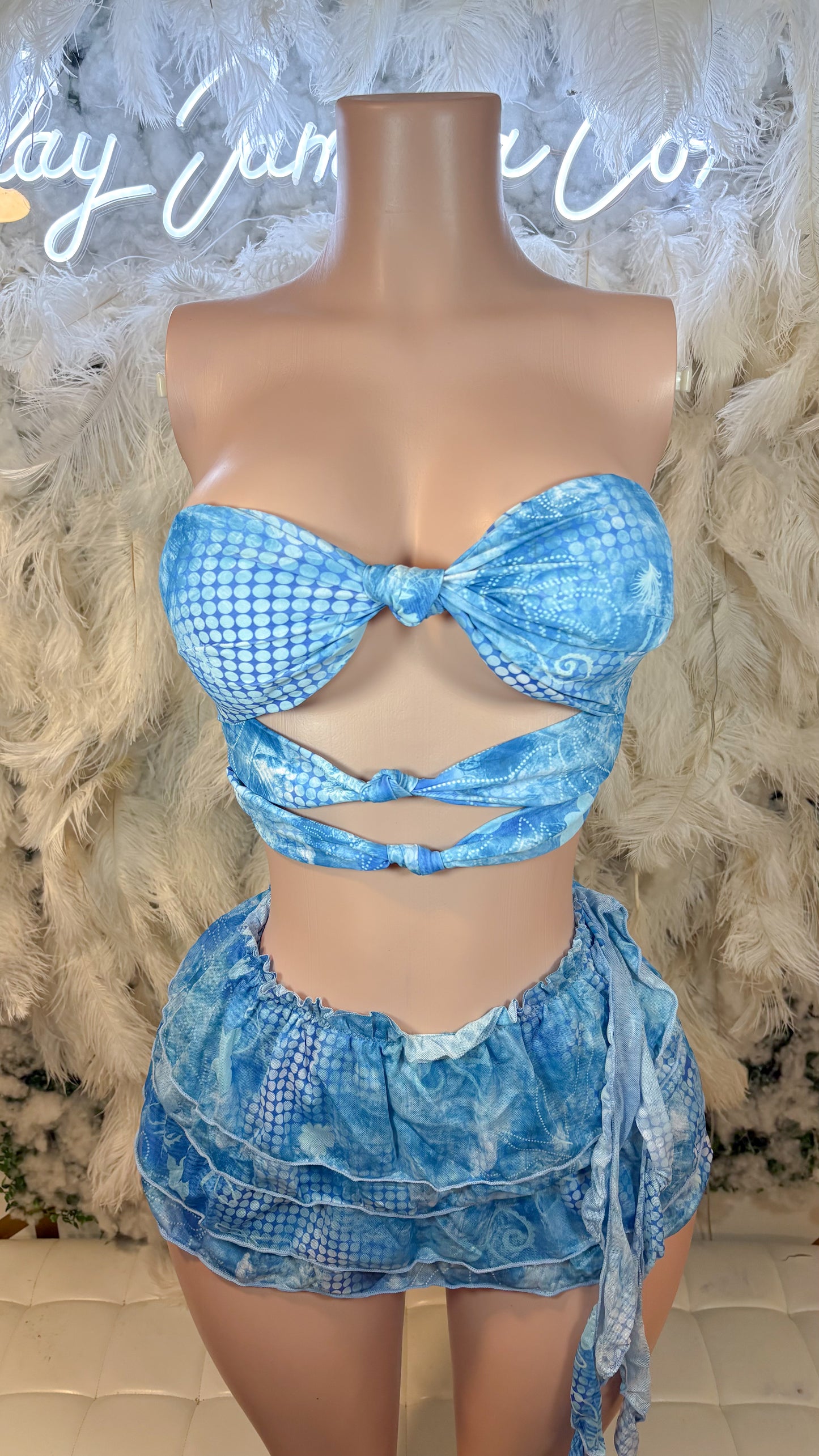 READY TO SHIP Ocean Eyes Skirt Set - Blue