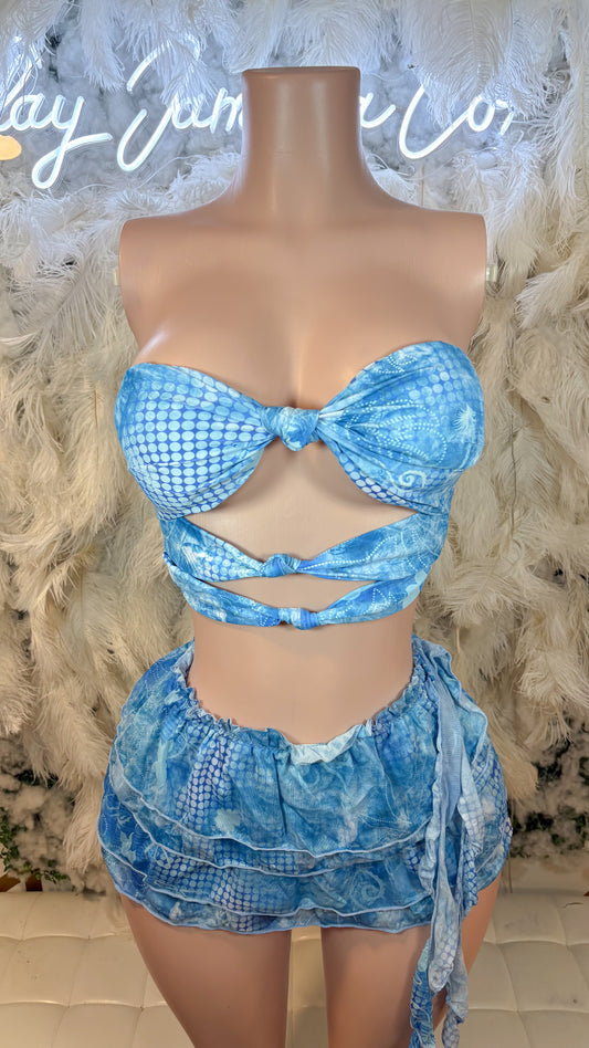 READY TO SHIP Ocean Eyes Skirt Set - Blue