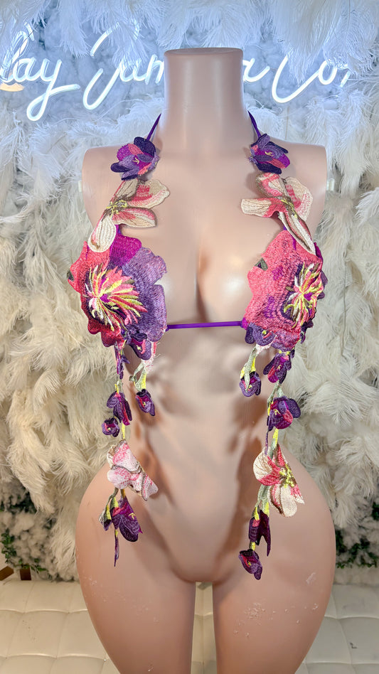 Hawaiian Mojito Sunrise Floral Top - Purple