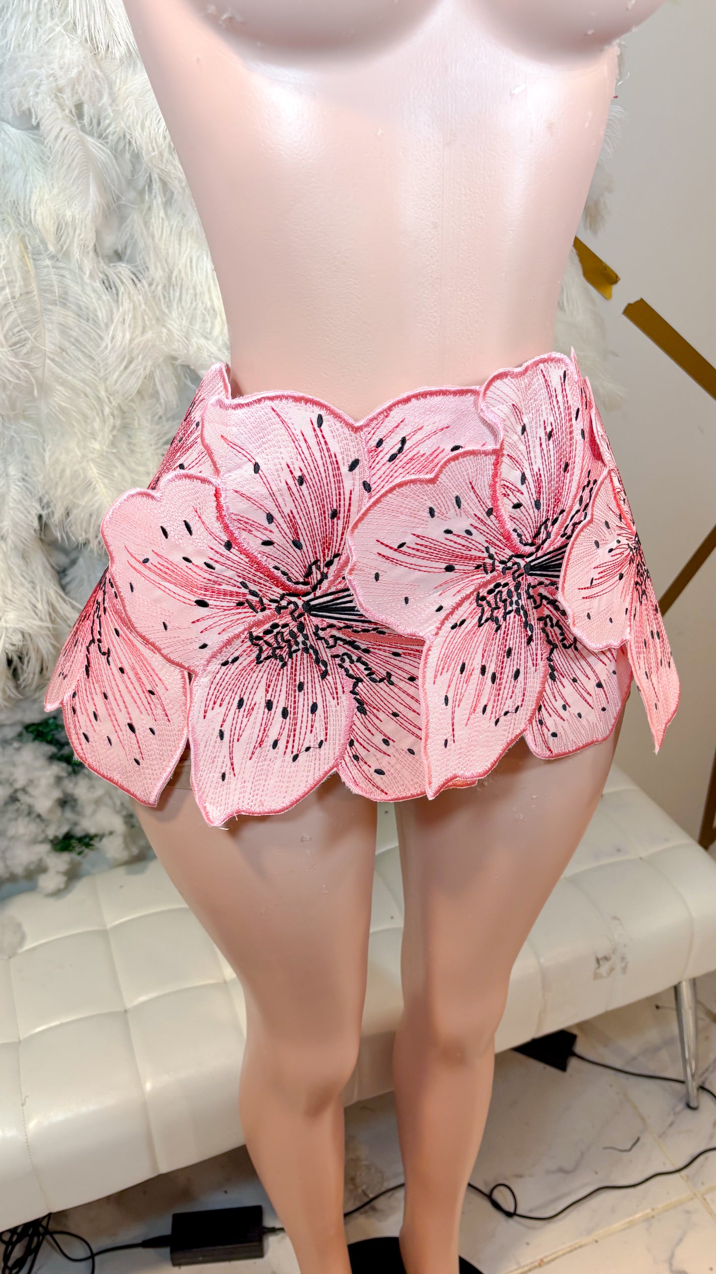 Aura Et Floral Mini Skirt - Pink