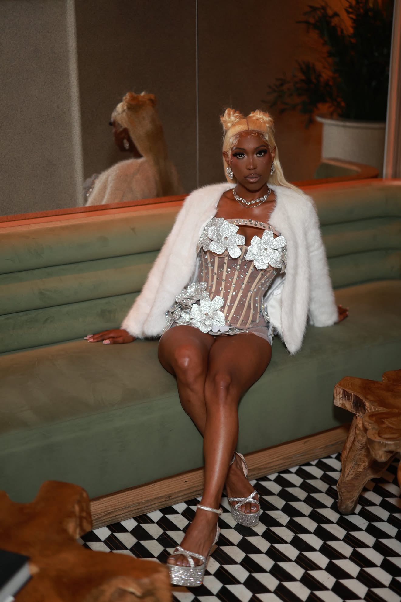 PREORDER ONLY Essence Of A Baddie Rhinestone Luxe Mini Dress