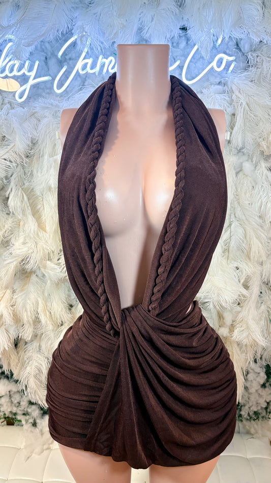 READY TO SHIP Cocoa Butter Kisses Rope Mini Dress