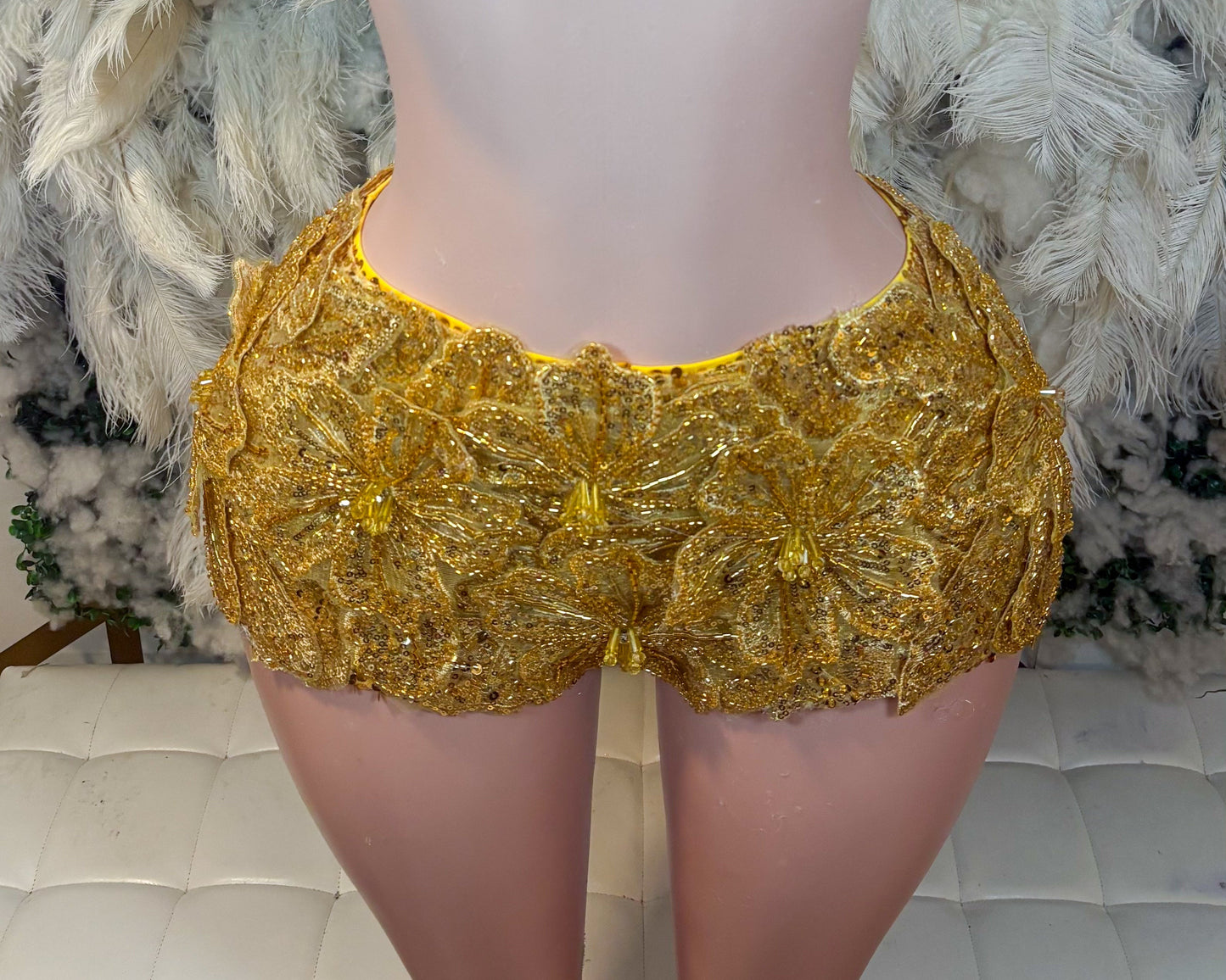 Seychelles Doll Floral Sequin Shorts ONLY - Gold