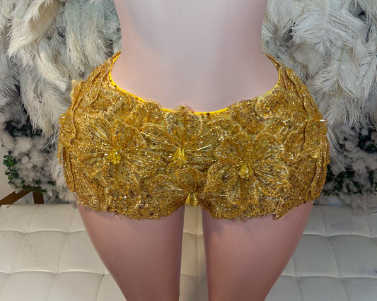 Seychelles Doll Floral Sequin Shorts ONLY - Gold