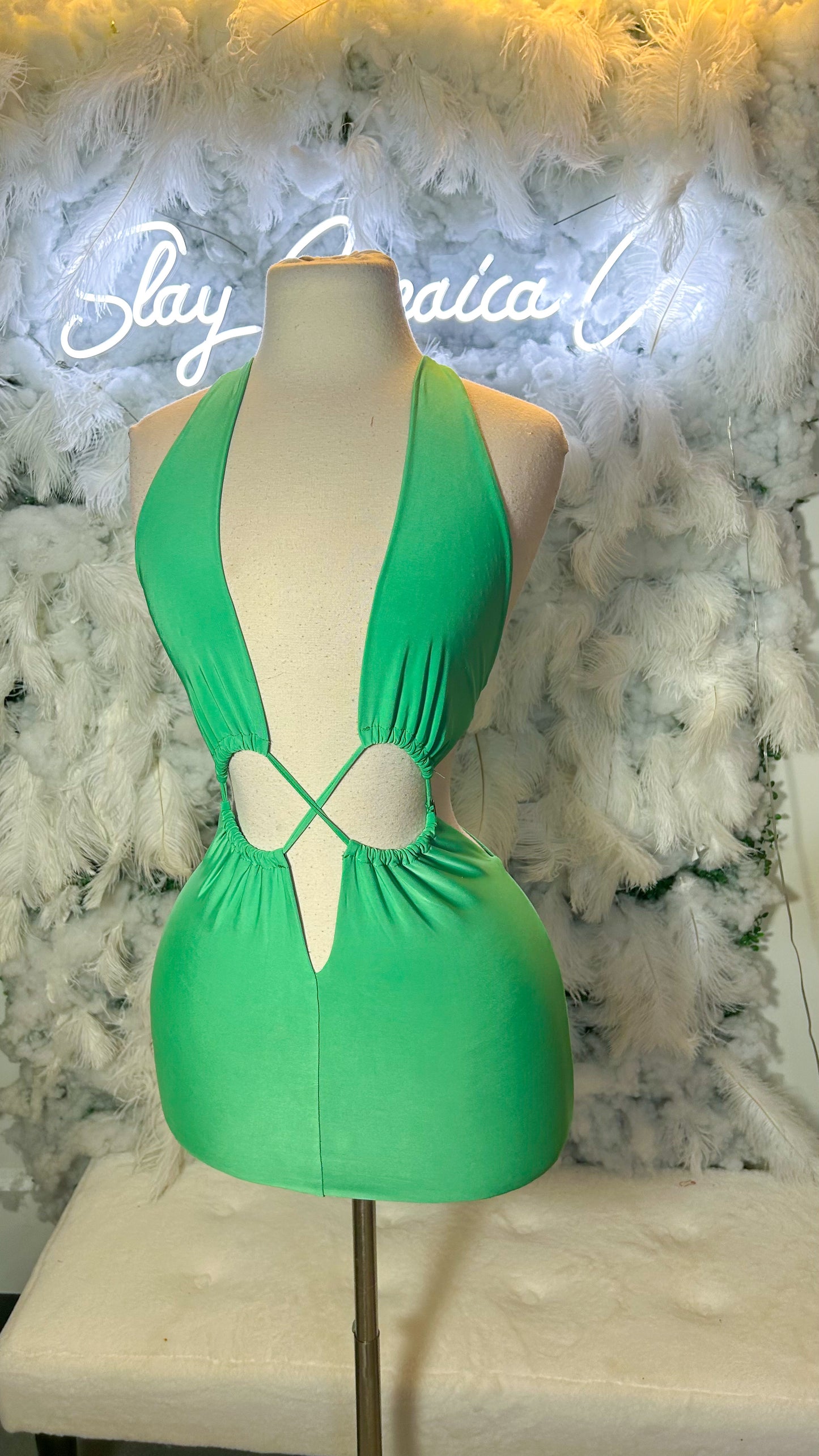 Like What You See Cut Out Mini Dress - Kelly Green