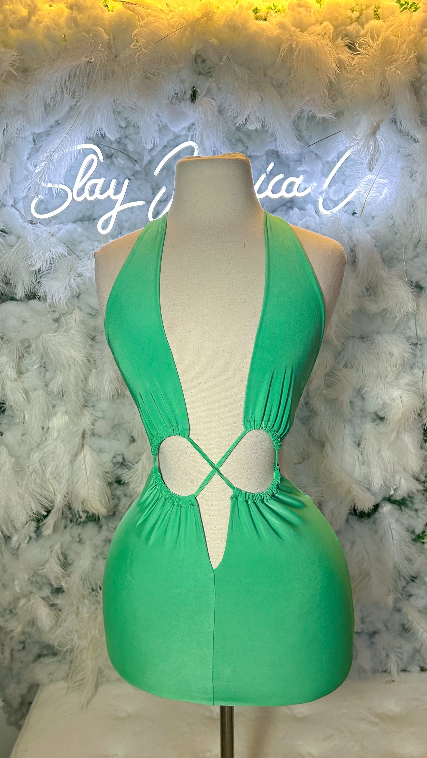 Like What You See Cut Out Mini Dress - Kelly Green